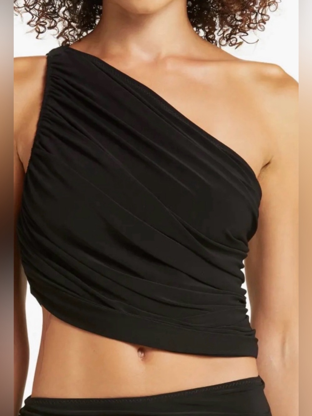 NWT Norma Kamali Diana One-Shoulder Swim Top